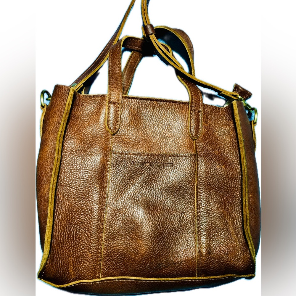 Portland Leather Goods Mini Tote Crossbody Convertible Bag Nutmeg
